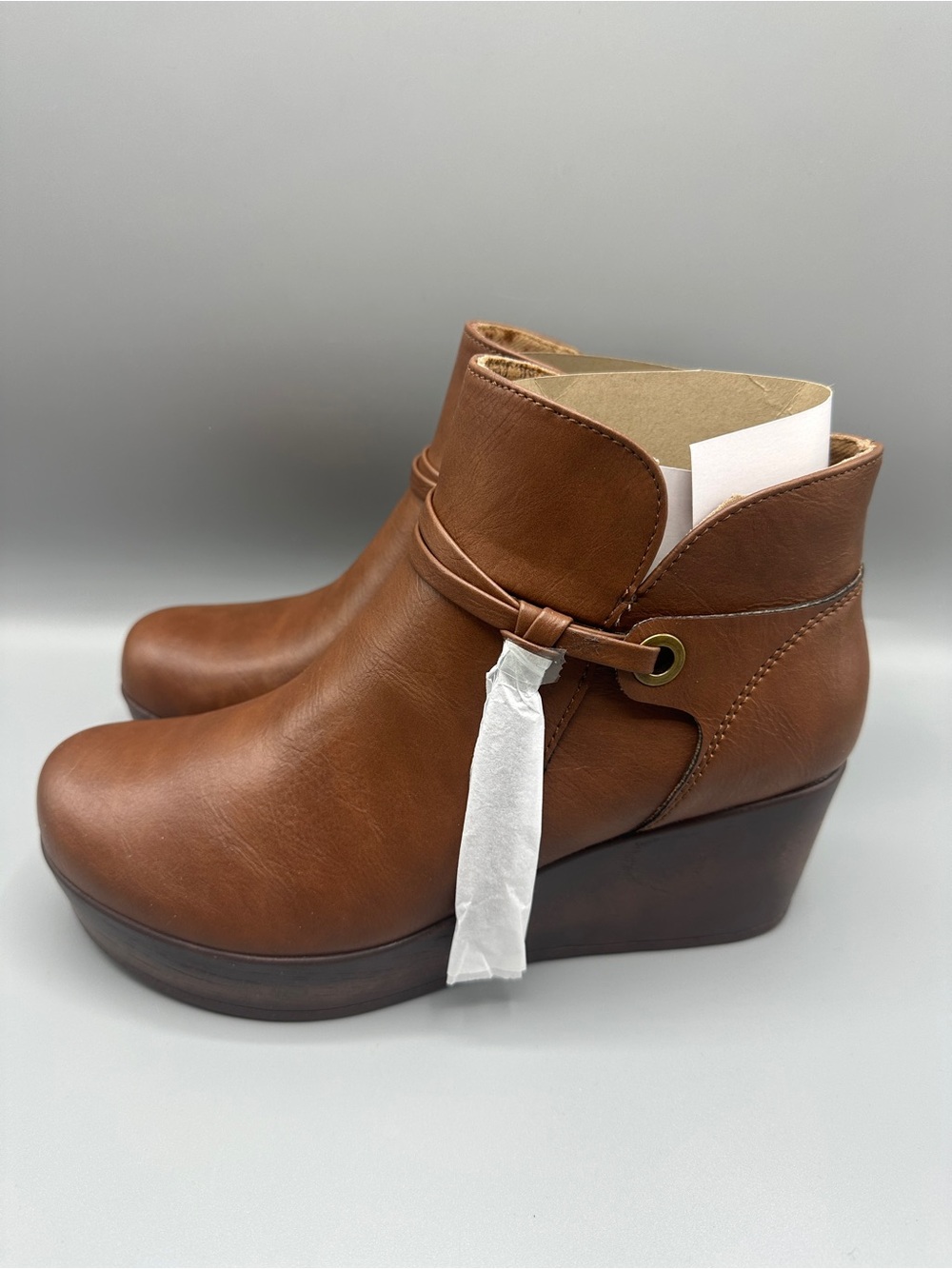 BOC By Born Faux Leather Zip Wedges Boots Women’s Size 9M Brown